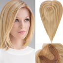 Hair Toppers for Women 14 inch Real Human Hair Topper No Bangs 5"*5.5" Base Light Blonde&Bleach Blonde Hair Toppers for Women with Thinning Hair Cover Grey Hair