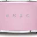 SMEG 2 Slice Toaster with 6 Presets and Defrost Function and Removable Crumb Tray TSF01PKUS, Pink