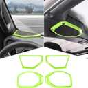 RT-TCZ A Pillar Speaker Trim Cover & Roof Speaker Audio Trim Cover Ring Kit Decoration Interior Accessories for Jeep Wrangler JL JLU & Gladiator JT 2018-2022, Light Green