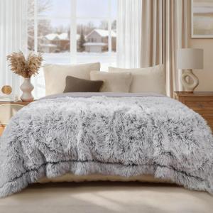 Luciphia Large Waterproof Dog Blanket for Pet Washable Liquid Proof Bed Intimacy Protection Shaggy Plush Calming Long Faux Fur Couch Cover Calming Cat Throw Blankets, Mist Grey, 60" x 80"