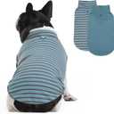 2 Pack Dog Shirts for Medium Dogs, Turtleneck Sleeveless Fleece Vest, Stripe Sweater with Leash Hole, Stretchy Dogs Clothes, Lightweight Soft Pet Sweatshirt, Blue, M