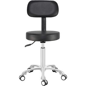 Antlu Rolling Stool Drafting Chair for Garage Shop Workbench Kitchen Medical Salon,Swivel Adjustable Stool with Wheels and Back Support (Black, Without Foot Ring)