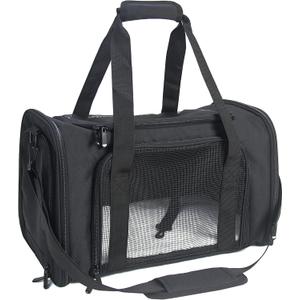 Soft Sided Carrier for Cats Dogs, Removable Pad Collapsible Travel Pet Carrier Large Black