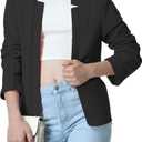 4 x Mebius Girls Blazer Jacket with Inner Pocket Long Sleeve Notched Collar/Lapel Collar Open Front Casual Kids Blazers Suit (Black)