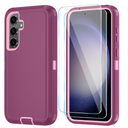 ONOLA Phone Case for Samsung Galaxy S23 FE Case with HD Screen Protector, Heavy Duty Shockproof & Dropproof 3-Layer Cover Phone Case for Galaxy S23 FE 6.4'', WineRedPink