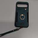 for Google Pixel 9 / Pixel 9 Pro Phone Case Wallet Card Holder, PU Leather Flip Folio Case, RFID Blocking Ring Holder Kickstand Wrist Strap Magnetic Protective Men Cover for Pixel 9 / Pixel 9 Pro Green