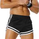 AIMPACT Men's Mesh Booty Shorts 3 Inch Lightweight Athletic Sportswear Gym Workout Retro Running Short Shorts (Large, Black)