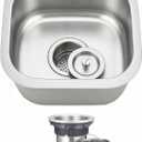 ORLANDO 13x13 inch Undermount Bar Sink – 18 Gauge 304 Stainless Steel Single Bowl small Kitchen Sink with Basket Strainer for Wet Bar, RV & Kitchen Island, 13-3/8''x13-3/8''x7''