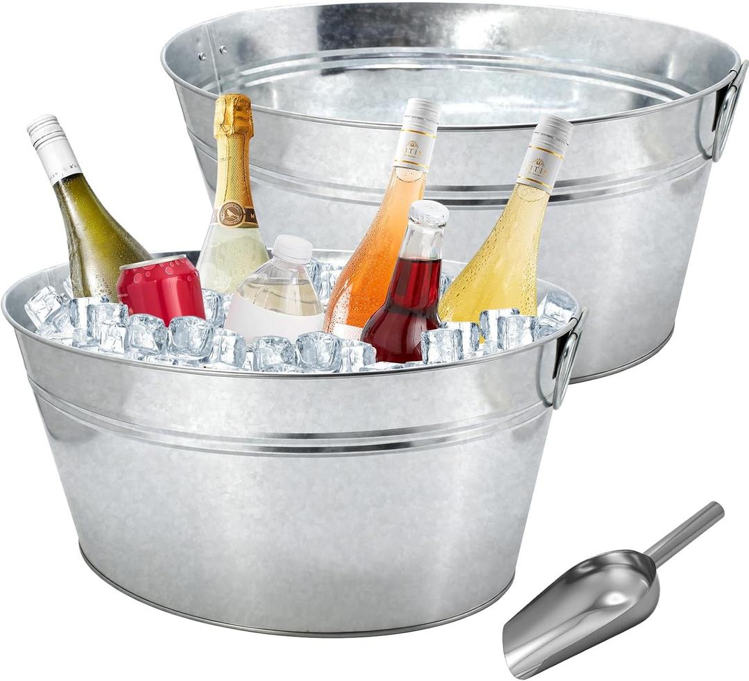 4 Gallon Galvanized Tub Ice Buckets for Parties Portable Beverage Tub (EXP 10/08/26)