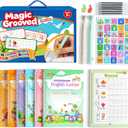CosyCorner Magical Handwriting Workbooks Handwriting Practice Magic Copybook, Handwriting Aid Magic Pen Reusable Copybook Grooves Template Design for Children (6)