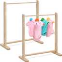 Barydat 2 Pcs Small Wooden Rack Dress up Storage 22.1 W x 9.5 D x 24.4 H Mini Clothes Rack for Doll Clothes Storage Organizer Gift for Parents