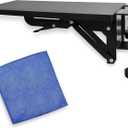 Ergonomic Desk Extender Tray, Computer Arm Rest, Black Faux Leather, Rectangular, Foldable