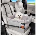 TKYZ Dog Car Seats for Small Medium Dogs,PU Leather Car Seat Boosters,Foldable Puppy Cat Carseats (Grey, Small Dog)