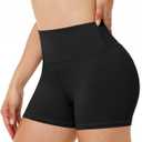 Runhit Women's Workout Biker Shorts - 3" High Waisted Tummy Control Spandex Booty Shorts for Volleyball Gym Yoga Dance (Black), XS