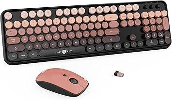 Wireless Keyboard Mouse Combo,104 Round Keys Cute Colorful Keyboard with Retro Typewriter Style,Letton Full Size Keyboard with Number Pad&Mouse with 3 DPI for PC Mac Laptop Computer Windows-Black Wireless Keyboard Mouse Combo,104 Round Keys Cute Colorful Keyboard with Retro Typewriter Style,Letton Full Size Keyboard with Number Pad&Mouse with 3 DPI for PC Mac Laptop Computer Windows-Black