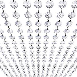 99ft Acrylic Crystal Garland Strands - Hanging Chandelier Gem Bead Chain - 14mm Clear Octagon Prism Diamond String Decorations for Wedding Party Manzanita Centerpiece Christmas Tree, Pack of 3