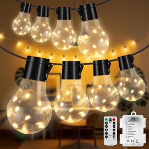 20 Hanging Bulb Battery Operated String Lights, 100 LED Vintage Battery Outdoor Lights for Patio, Waterproof Indoor Outdoor String Lights for Bedroom, Patio, Camping, Wedding, Party Decor (Edison Bulb)