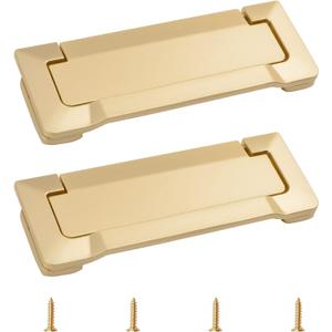 MOROBOR 2pcs Pocket Doors Drawer Handle Flush Pull, Hidden Concealed Furniture Handle with Screws Zinc Alloy Knobs for Cabinets, Closets, Drawers, Hole Center 96mm (Pearl Gold)