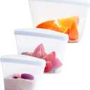 Stasher Premium Silicone Reusable Food Storage Bags, 3-Pack, Clear, Multi-Use Food Storage Bags, Lunch Bag, Travel Containers, BPA Free, Leak-free, Dishwasher-Safe, Eco-friendly
