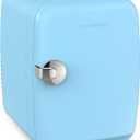 CROWNFUL Mini Fridge, 4 Liter/6 Can Portable Cooler and Warmer Personal Fridge for Skin Care, Cosmetics, Food,Great for Bedroom, Office, Car, Dorm, ETL Listed (Blue)