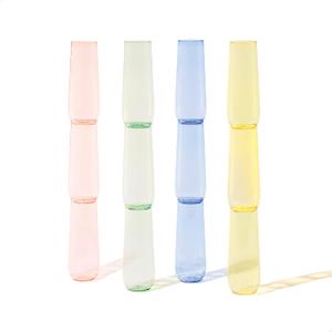 TOSSWARE POP 9oz Flute - Color Series SET OF 12, Premium Quality, Recyclable, Unbreakable & Crystal Clear Plastic Champagne Glasses