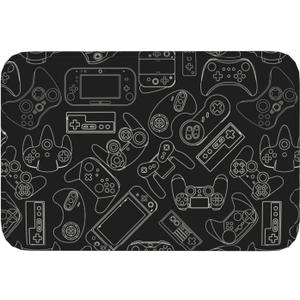 Video Game Controller Black Background Bath Mat 24x16 Inch Non-Slip Soft Microfiber Bathroom Rugs Washable Bathmat, Carpet Rug Entryway Decor for Tub Shower Room Floor
