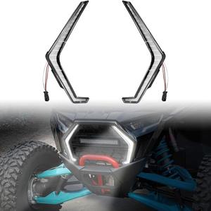 SAUTVS LED Grille Accent Fang Lights for 2025 Polaris RZR PRO XP/R/S Accessories, Waterproof Startup Animations White DRL Signature Lights Grill Lamps(1Pair, Replace #2417278, #2417279)