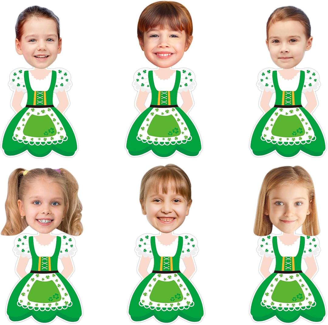 7 x 36 Pcs St. Patrick's Day Leprechaun Gnome Cutouts for Bulletin Board Decoration with Photo Space for DIY Photo Craft Shamrock Classroom Party Dcor (Leprechaun-W)