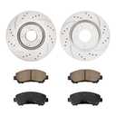 KAX Front Brake Kit, Drilled and Slotted Brake Rotors, Ceramic Brake Pads | Fits Nissan Rogue 2008-2013, Automotive Replacement Brake Kit