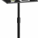 Height Adjustable C Shaped End Table,Metal Sofa Side Table,Small TV Tray Table for Small Spaces with Matte Black Tray,Bed Table Drink Coffee Tables for Bedroom,Black