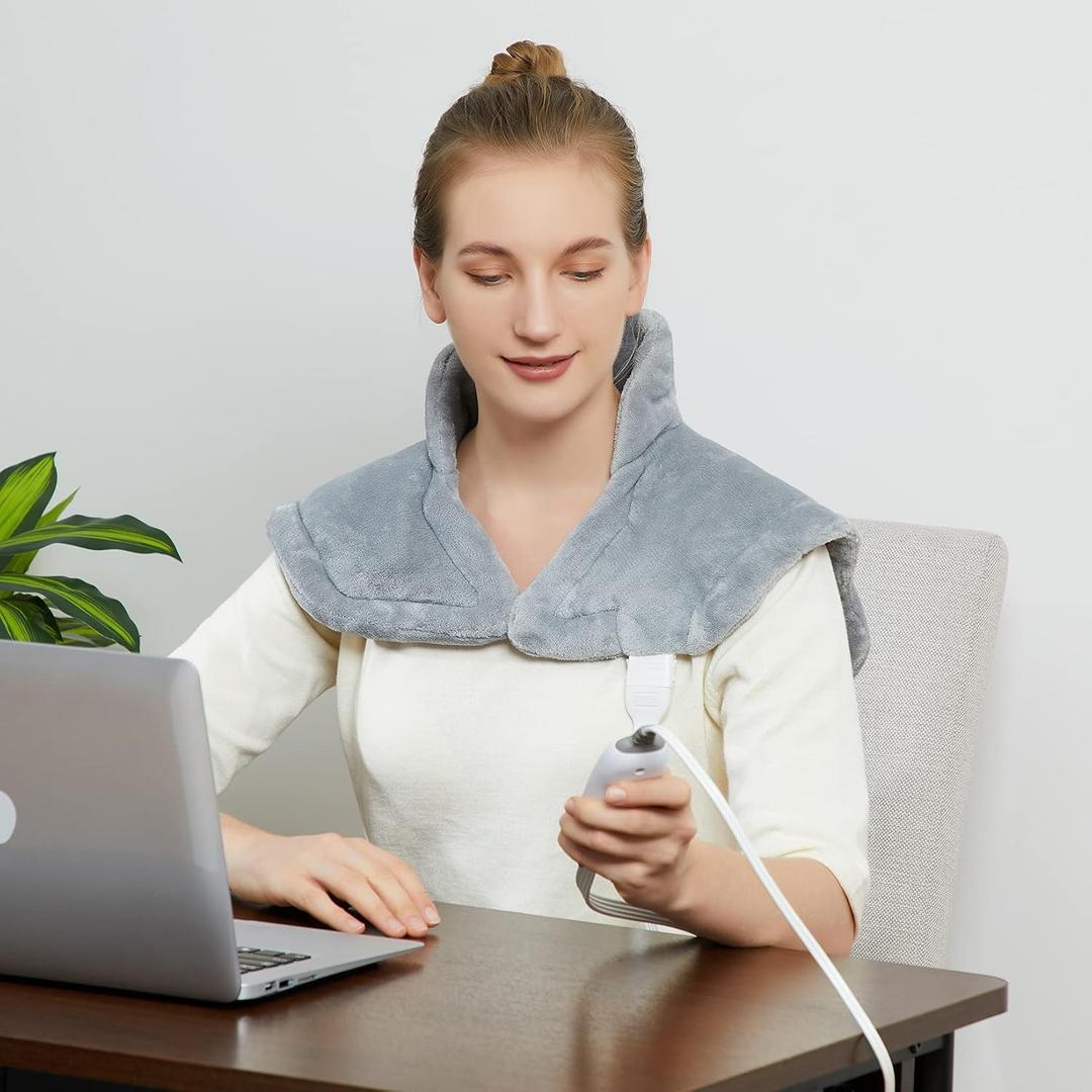 CAROMIO Weighted Heating Pad for Neck and Shoulders - UL Certified, 2.2lb Large Electric Fast Heating Pad for Pain Relief and Deep Pressure Therapy, 22"x19" Size for Neck Pain and Cramps
