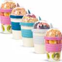 On The Go Cereal Yogurt Cups with Lids and Spoon, Overnight Oats Container, Reusable Parfait Plastic Milk Jar Breakfast Crunch Granola Oatmeal Smoothie Snack Prep Bowl To Take Along (5 Colors Set 2)