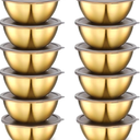 Nuogo 12 Pack 6.69 inches Gold Mixing Bowls with Airtight Lids Gold Stainless Steel Serving Bowl Metal Salad Fruit Soup Kitchen Accessories for Lunch Snack