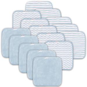 15 Pack Baby Washcloths - Super Soft Absorbent Wash Cloths for Boy and Girl, Newborn Essentials Baby Clothes, Gentle on Sensitive Skin for Face and Body, 10" by 10", (Blue)