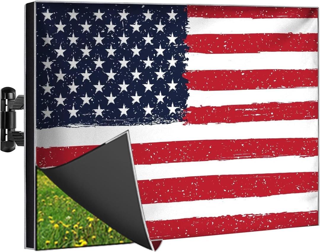 Outdoor TV Cover 55 Inch Weatherproof and Waterproof | TV Cover for Outside 55 | Outdoor TV Enclosure | Smart Shield TV Screen Protector for Outside TV | TV Display Protectors (52" - 55" HQ, US Flag)