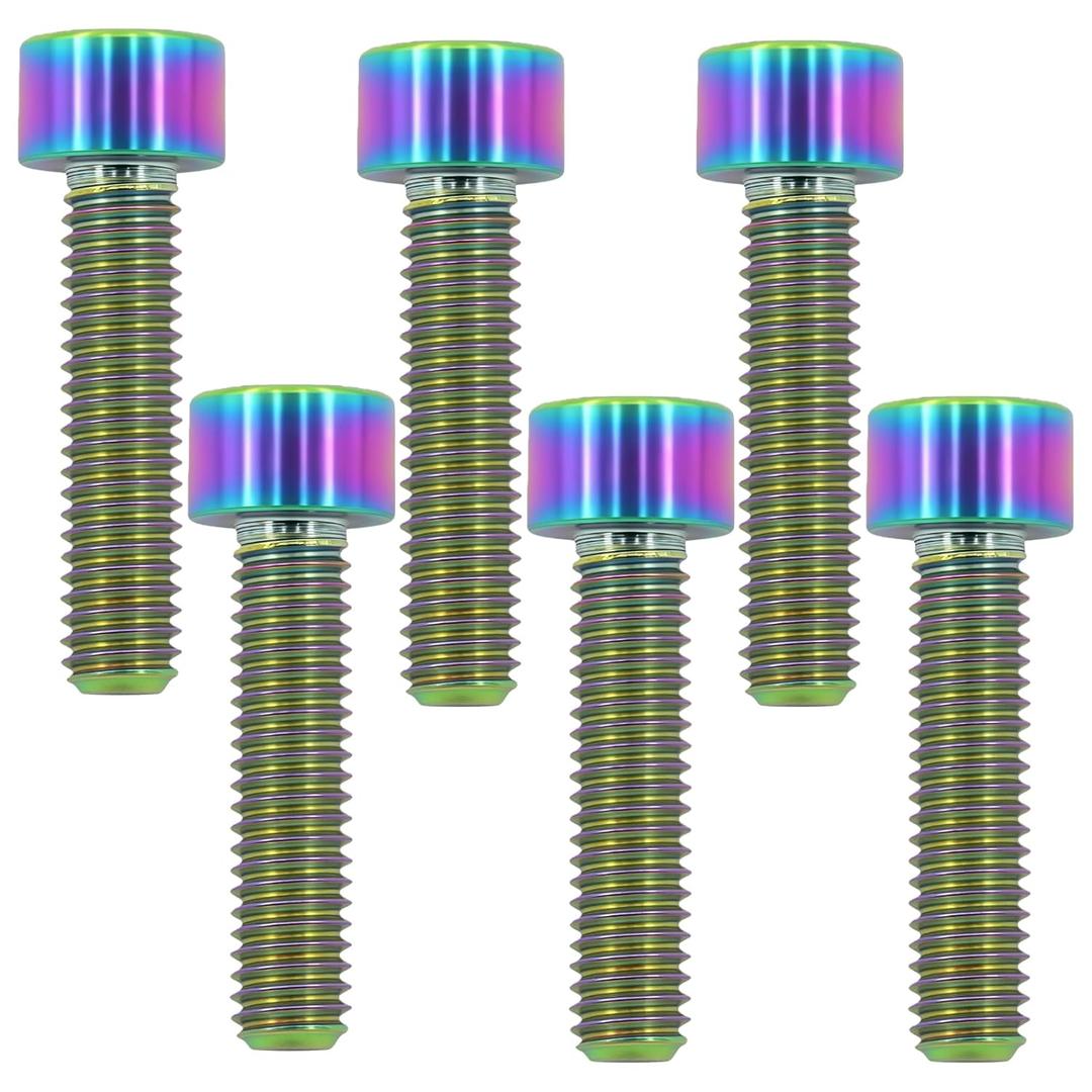 M8x25mm Titanium Bolts - Hex Socket Screws for Bike, Motorcycle, Marine | Corrosion Resistant in Salty/Humid Conditions, Lightweight Fasteners | Colorful 6pcs