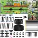240FT Drip Irrigation System for Garden: 1/2" Quick Connect PE Tubing Automatic Water Sprinkler Kit Adjustable Misting Part 1/4" Watering Hose for Outdoor Raised Bed Plants Flower Yard Greenhouse