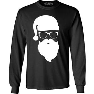 shop4ever Hipster Santa with Sunglasses Christmas Long Sleeve Shirt (Large, Black)