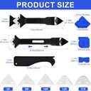 3 in 1 Silicone Caulking Tool Stainless Steelhead, 11Pcs Grout Removal Tools 5 Replacement Silicone Pads 3 Glass Glue Angle Scrapers, Caulk Remover for Kitchen Bathroom Window