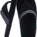 Flip Flops House Slippers for Women Indoor House Shoes with Soft Terry Cloth Ladies Thong Slippers with Non-Slip Sole and Memory Foam (9-10, Black)