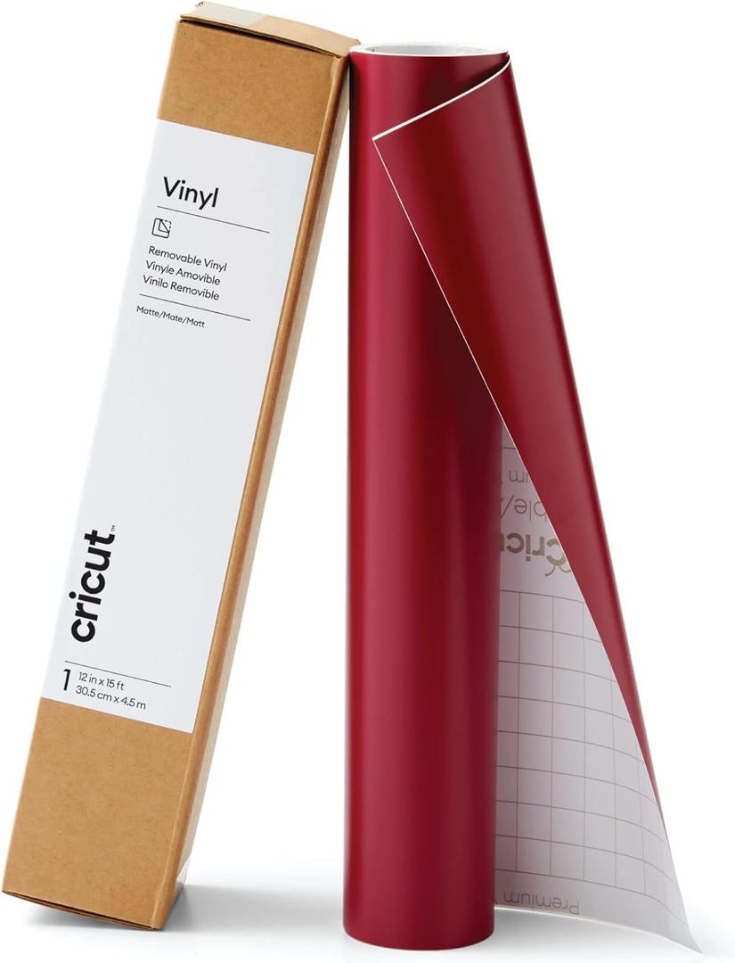 Cricut Premium Removable Vinyl, Wine (12in × 15ft), No-Residue Easy Removal up to 2 Years, Perfect for Indoor-Outdoor DIY Projects & Removable Decals, Compatible with Cricut Machines