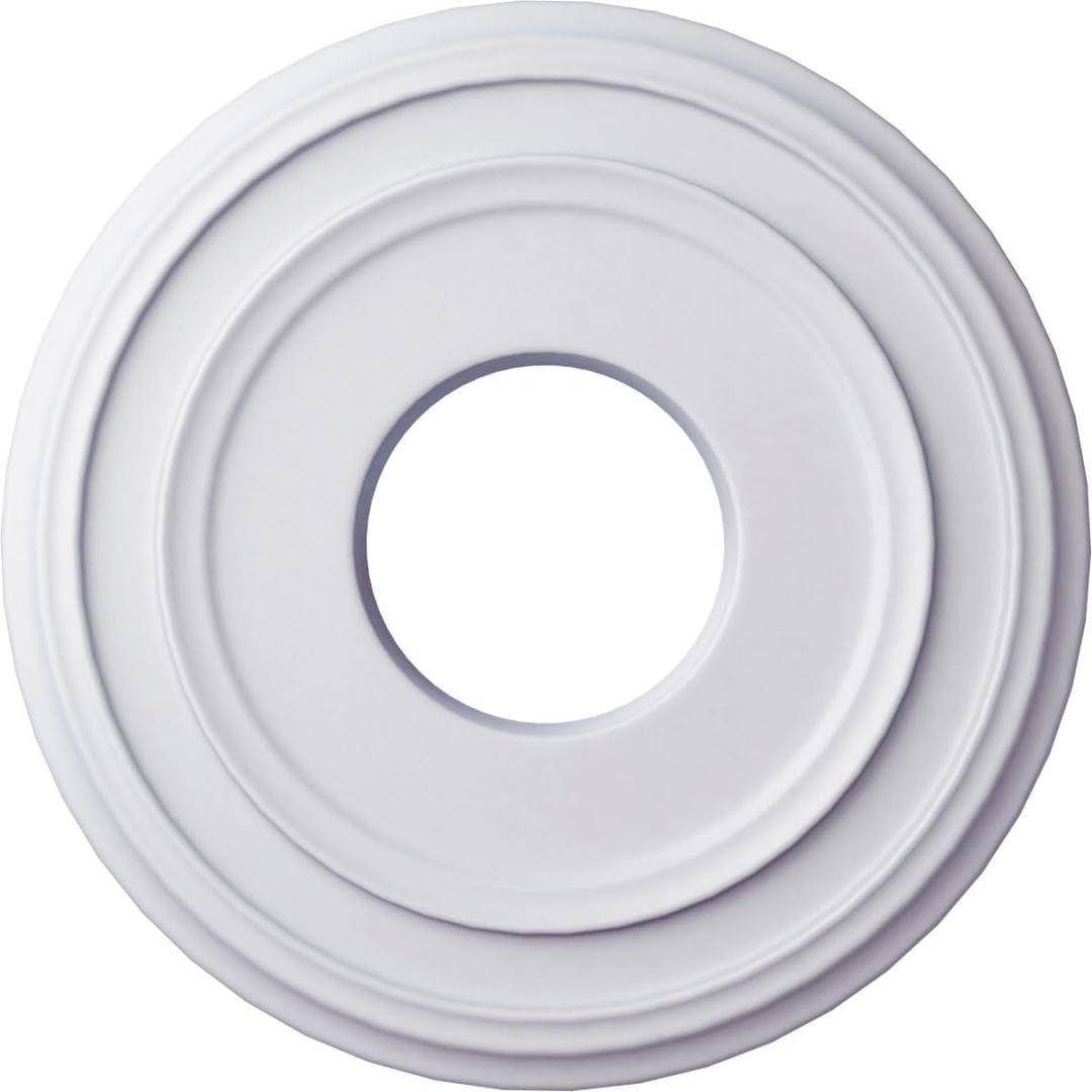 Canomo One Piece Classic Ceiling Medallion Polyurethane Ceiling Fan Medallion Chandelier Medallion, 12 3/8"OD x 4"ID x 7/8"P, White
