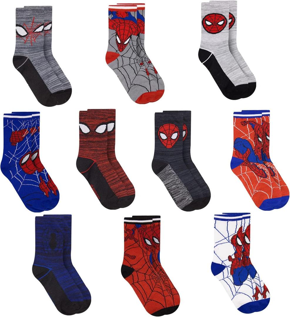 Marvel Spiderman Boys Socks - 10-Pack Decorative Toddler Socks with Amazing Legends Design (4-7 Years, Assorted)