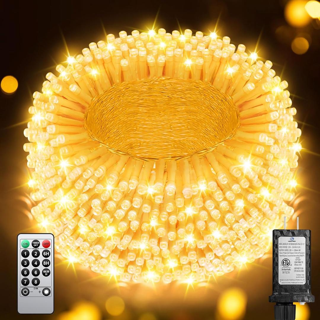 355FT 900LED Christmas Lights, Extra Long Outdoor String Lights Waterproof, Timer & Memory, 8 Modes Dimmable Plug in Fairy for Classroom Outside Tree Wedding Patry Warm White