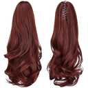 ponytail extension,16" claw clip hair extensions ponytail short curly hair ponytail Extension Natural Looking Synthetic Hairpiece for Women Auburn