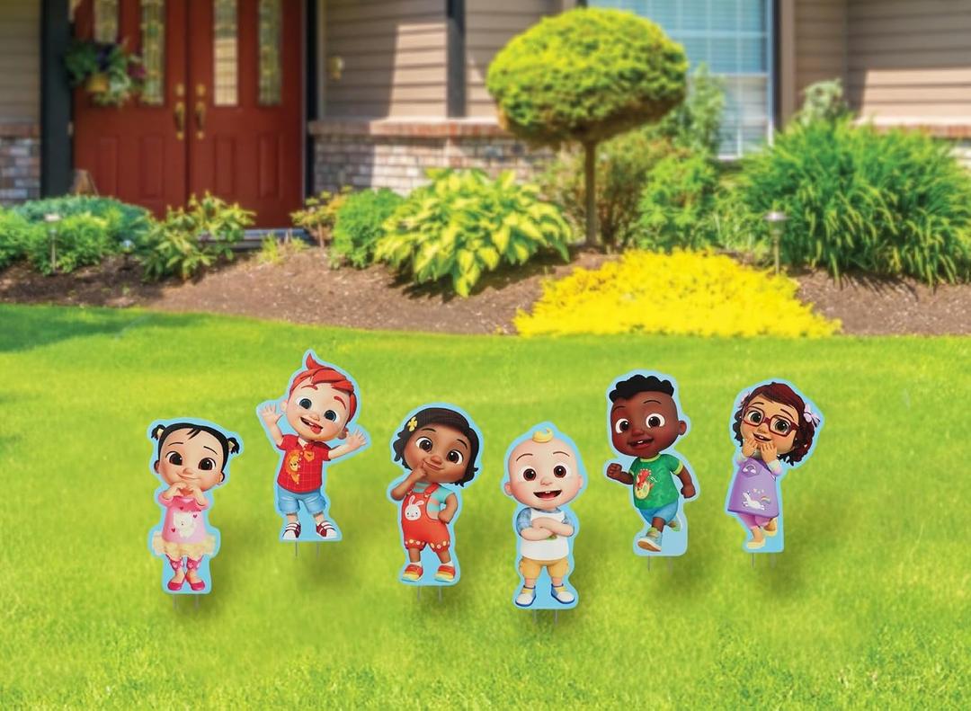 Moonbug CoComelon Character Yard Signs with Metal Stakes, 18" Tall