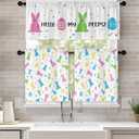 Easter Kitchen Curtains 24 Inch LengthDurable Floral Easter Kitchen Curtains 3 Piece Set, Vibrant Colors Rabbit Eggs Kitchens Window Curtain Over Sink for Kitchens Decor Blackout (54"W x 24"L (Pack of 1))