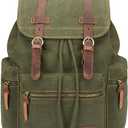 Bluboon Vintage Backpack Leather Trim Casual Bookbag Men Women Laptop Travel Rucksack