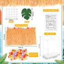 8 Pcs Tiki Bar Stand Supplies Tiki Hut Decorations Hawaii Luau Party Decorations with 1 Set White Plastic Stand 1 Thatch 2 Monstera Leaf Banners 4 Tinsel for Summer Party Supplies Outside Patio
