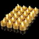 Mudder 24 Pieces Gold Tea Lights LED Candles Tealights Flameless Votive Battery Operated Tea Lights Electric Glitter Tealight for Holiday, Festival Gift, Wedding, Birthday,Home, Party Decor